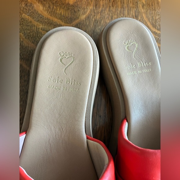 SOLE BLISS Bailey coral red sandals soft Italian leather BOW slides sz 40 NWOT - Picture 7 of 13